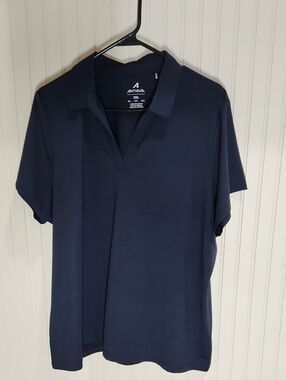 Antigua Navy Short Sleeve Polo with Open V-Collar